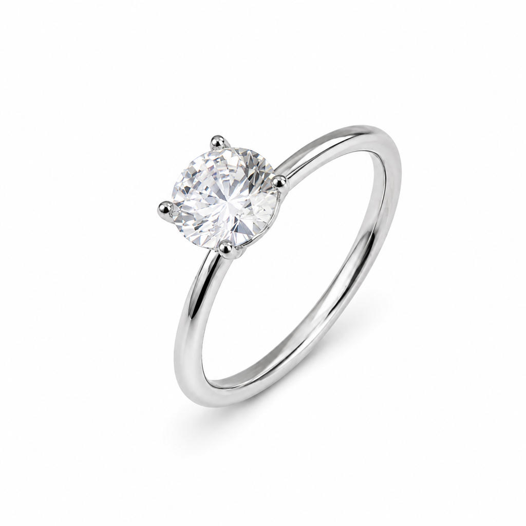 Stainless Steel Solitaire Ring with CZ Stone