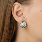 Rhodium Plated Pearl & CZ Stud Earrings – 1.5 cm Square Design by Sedy Jewelry