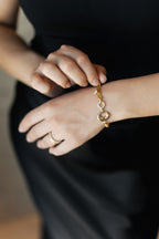 Gold Plated Chain Bracelet with Oval Charm, Adjustable 18+3 cm