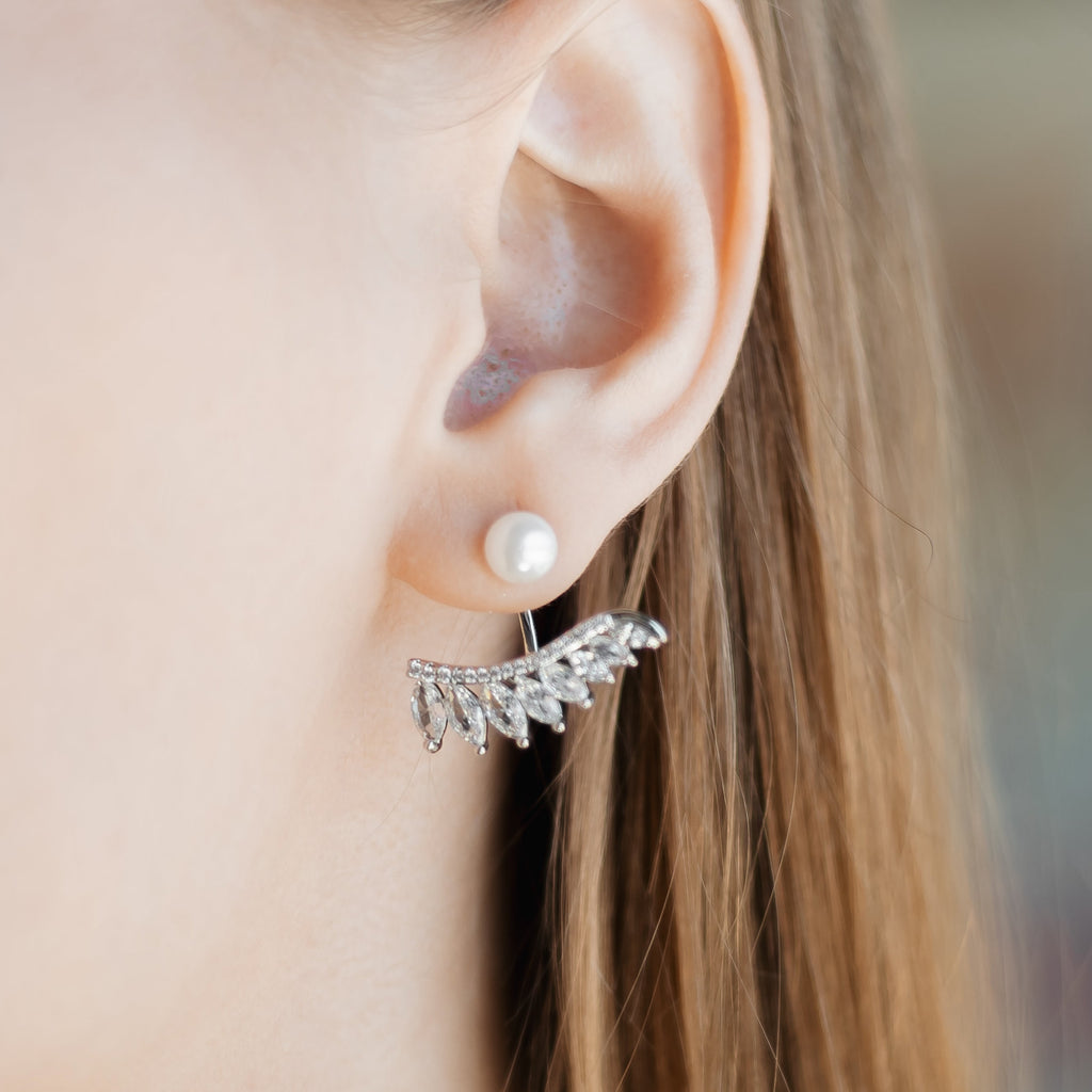 Pearl Jacket Stud Earrings 2.5cm – Silver & Gold