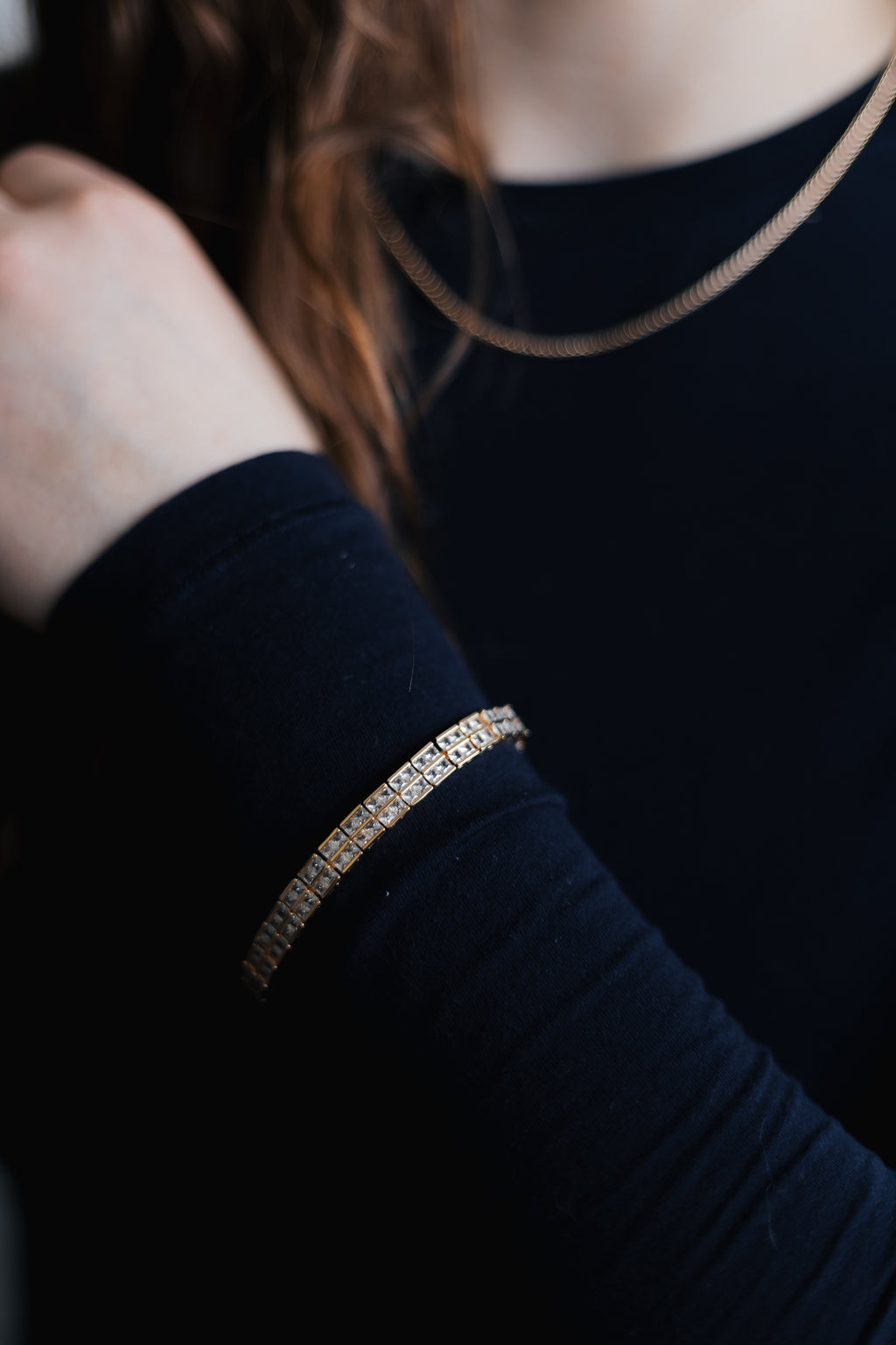 Double Row CZ Bracelet White Or Gold Plated – Tennis Style Bracelet for Women