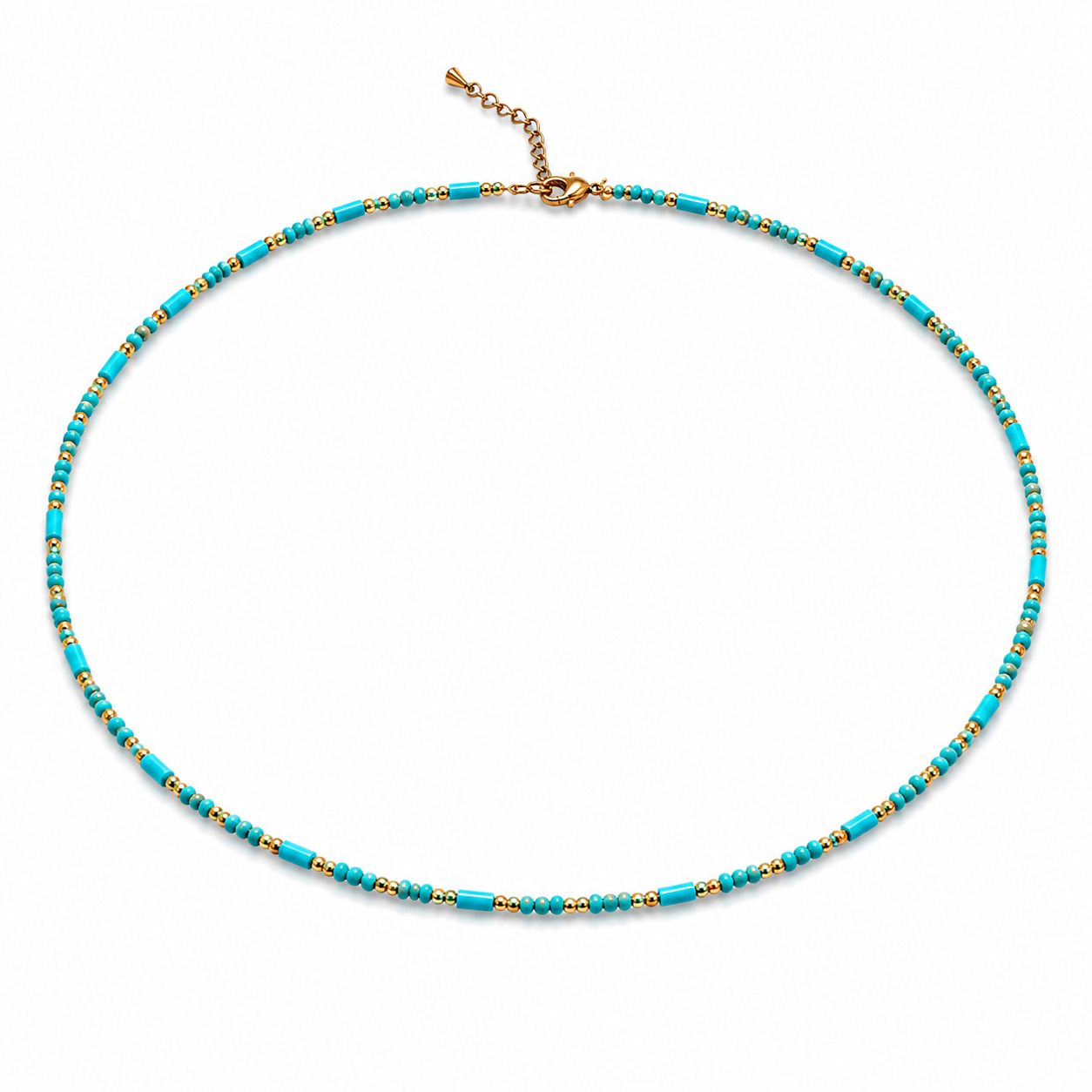 Natural Gemstone Beaded Necklace for Women – Spinel, Amazonite, Malachite, Apatite & Agate, Gold Plated Stainless Steel, 38+5 cm