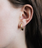 Gold Plated Huggie Hoop Earrings with CZ Stone – 16 mm
