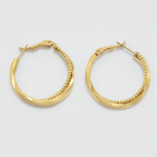 Sedy Jewelry Gold Plated Twisted Hoop Earrings, 30mm Elegant Hoops