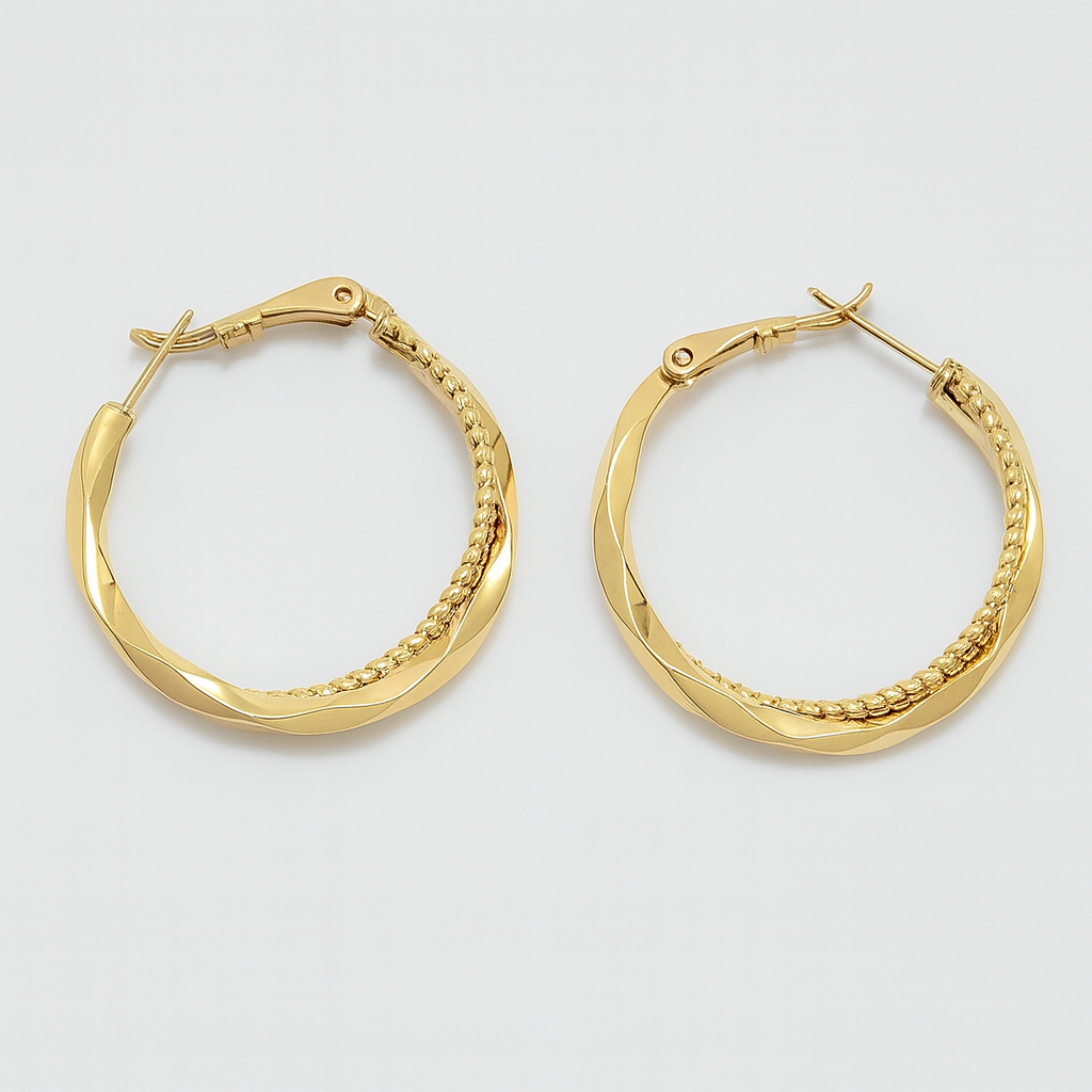 Sedy Jewelry Gold Plated Twisted Hoop Earrings, 30mm Elegant Hoops