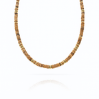 Natural Stone Beaded Necklace with Gold Plated Stainless Steel Accents