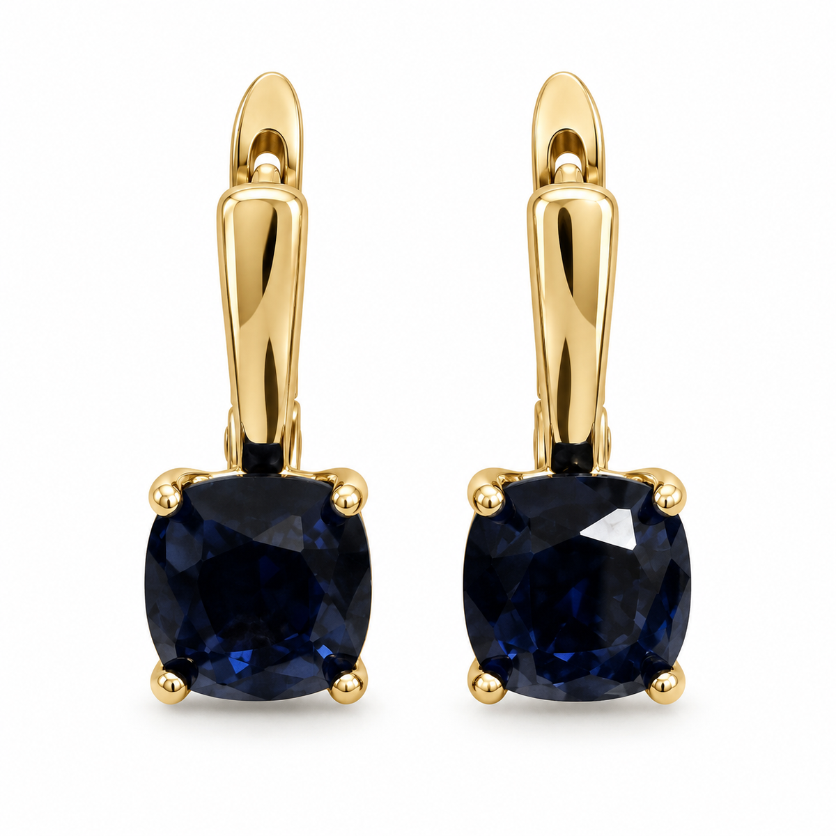 Cushion Cut CZ Leverback Earrings – Gold Plated, Four Colours