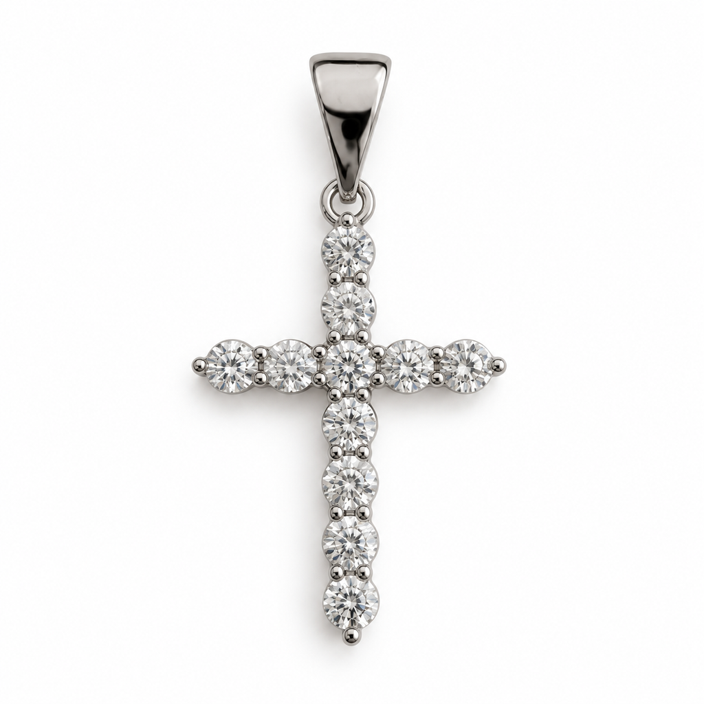Gold-Plated CZ Pendant – Silver or Rose Gold Colour, 2.5 cm