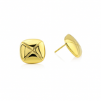 Square Stud Earrings, Gold or White Gold Plated, 1.5 cm