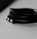 Men’s Leather Bracelet with Gold or Silver Stainless Steel Details
