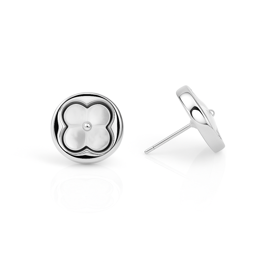 Flower Stud Earrings with Mother of Pearl, Gold or Silver Plated