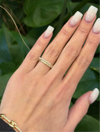 Gold Plated Pearl Band Ring – Adjustable Size 7–8