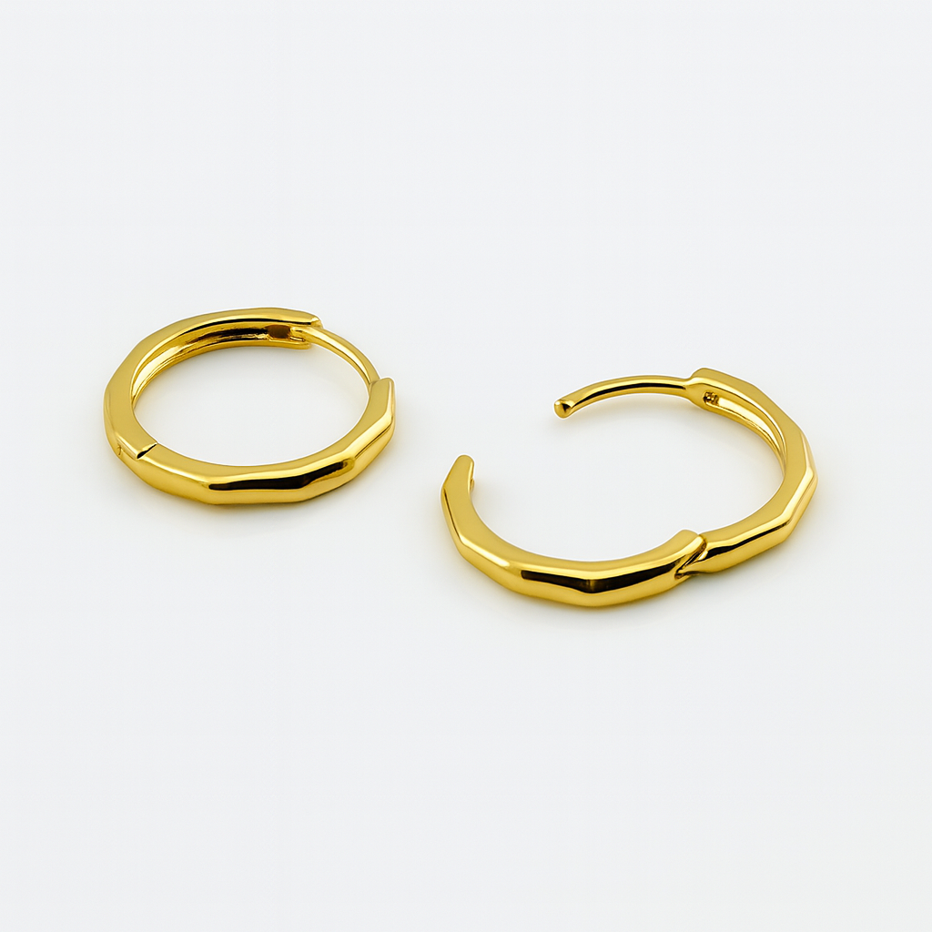 Sedy Jewelry Gold Plated Hoop Earrings, 18mm Small Huggie Hoops