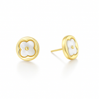 Flower Stud Earrings with Mother of Pearl, Gold or Silver Plated