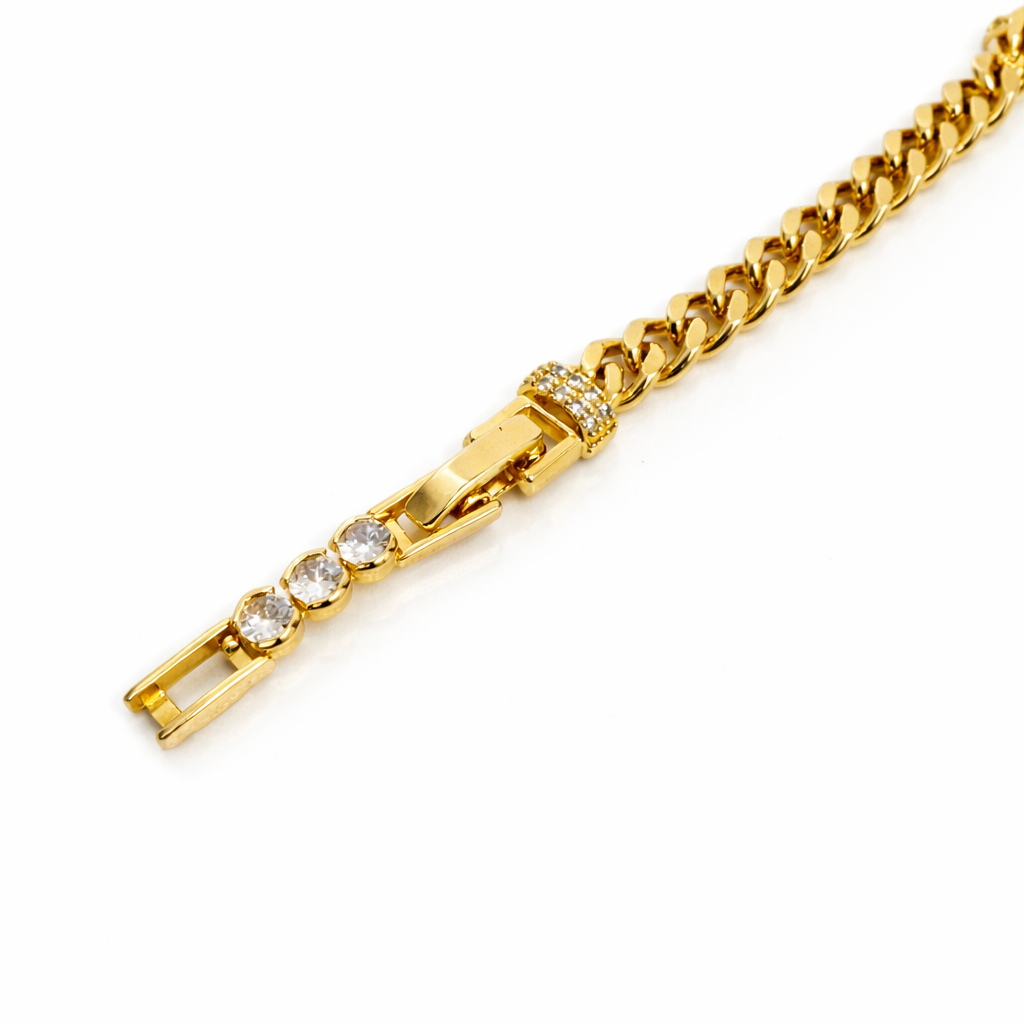 Rose Gold Plated or White Gold Plated CZ Bracelet – Elegant Crystal Bracelet for Women | Non Tarnish | 17.5 + 2.5 cm (6.89” + 0.98”) | Wedding & Evening Jewelry