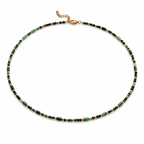 Natural Gemstone Beaded Necklace for Women – Spinel, Amazonite, Malachite, Apatite & Agate, Gold Plated Stainless Steel, 38+5 cm