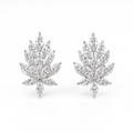 Elegant Leaf CZ Clip-On Earrings Rhodium Plated