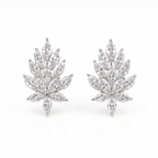 Elegant Leaf CZ Clip-On Earrings Rhodium Plated