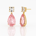 Sedy Jewelry Gold Plated Pink CZ Drop Earrings and Pendant Set