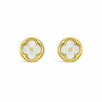 Flower Stud Earrings with Mother of Pearl, Gold or Silver Plated