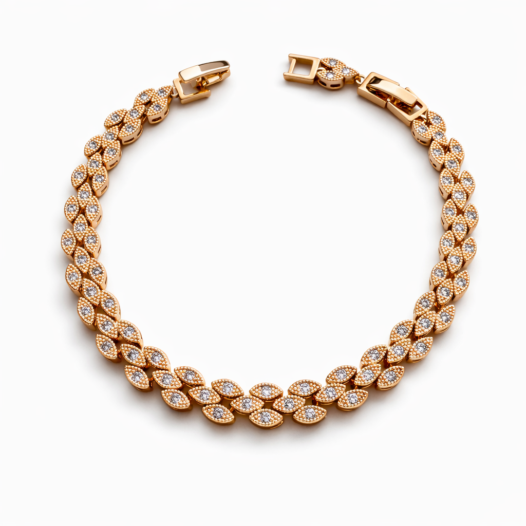 Rose Gold Plated CZ Bracelet – Elegant Crystal Tennis Bracelet for Women | Non Tarnish | 17.5 + 2.5 cm (6.89” + 0.98”) | Wedding & Evening Jewelry