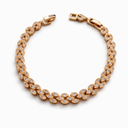 Rose Gold Plated CZ Bracelet – Elegant Crystal Tennis Bracelet for Women | Non Tarnish | 17.5 + 2.5 cm (6.89” + 0.98”) | Wedding & Evening Jewelry