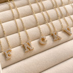 Personalized Initial Letter Necklace in 925 Sterling Silver | Gold Plated CZ Alphabet Pendant | 40+5 cm