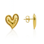 Heart-Shaped Gold Plated Stud Earrings by Sedy Jewelry