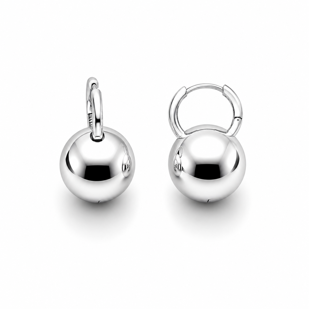 Gold Plated / White Gold Plated Ball Drop Hoop Earrings