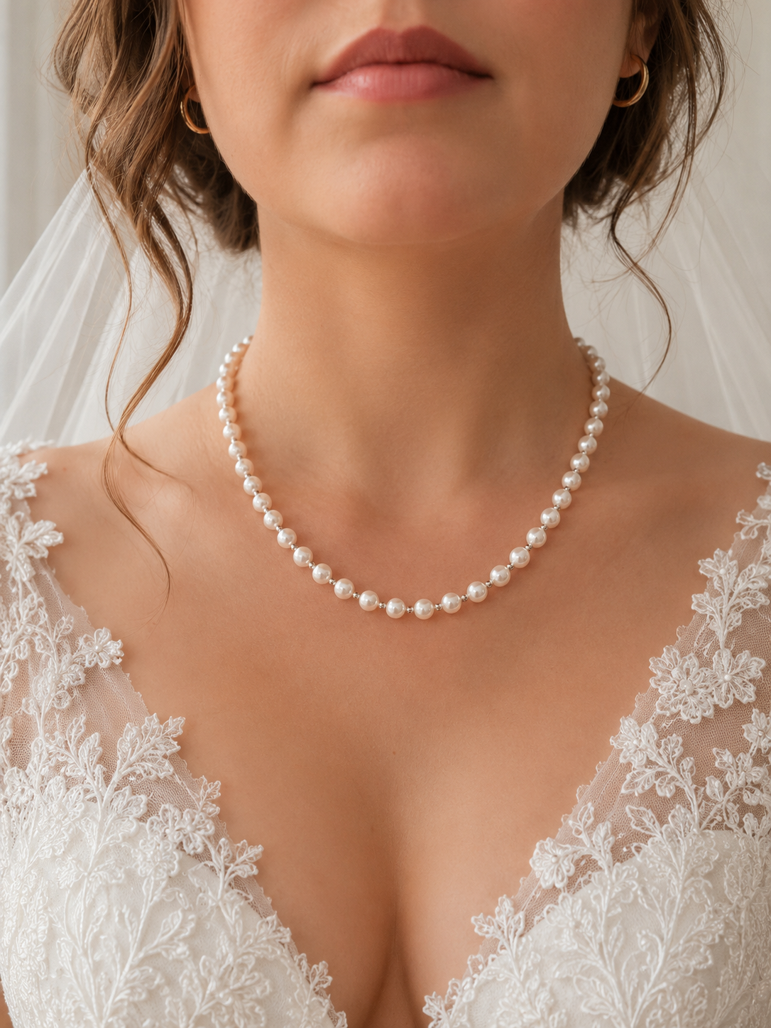 Pearl Necklace with Heart Pendant – Gold or Silver Plated