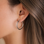 Classic Hoop Earrings – White Gold Plated, 2.5/3/3.5/4.5 см