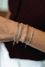 Layered Chain Bracelet – Rhodium Plated, Adjustable 17+3 cm