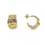 Sedy Jewelry Gold-Plated Textured Hoop Earrings – Modern Chunky Stud Design 2cm x 1.5cm