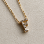 Personalized Initial Letter Necklace in 925 Sterling Silver | Gold Plated CZ Alphabet Pendant | 40+5 cm
