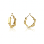 Gold Plated Hexagon Hoop Earrings – Geometric Huggie Style
