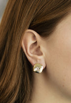 Square Stud Earrings Gold / White Gold 1.6cm Sterling Silver Post