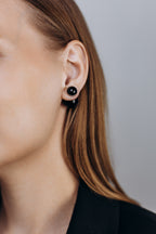 Double Ball Stud Earrings with Sterling Silver Post, 3 cm
