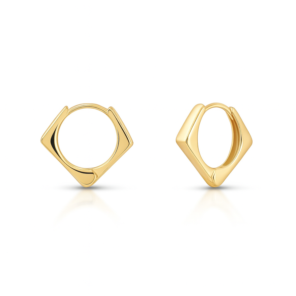 Geometric Hoop Earrings, Gold Plated Brass, 1.6 cm