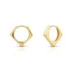Geometric Hoop Earrings, Gold Plated Brass, 1.6 cm