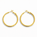 Gold Plated Hoop Earrings 3 cm, Textured Lightweight Hoops