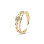 Gold Plated Chain Ring with Cubic Zirconia – Adjustable Sizes 5-7