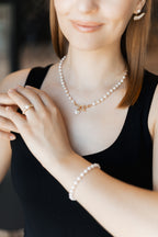 Gold Plated Bracelet with Faux Pearls & Golden Accents – 16+5 cm