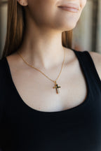 Gold Plated Pendant with Stones on Chain, Minimalist Jewelry