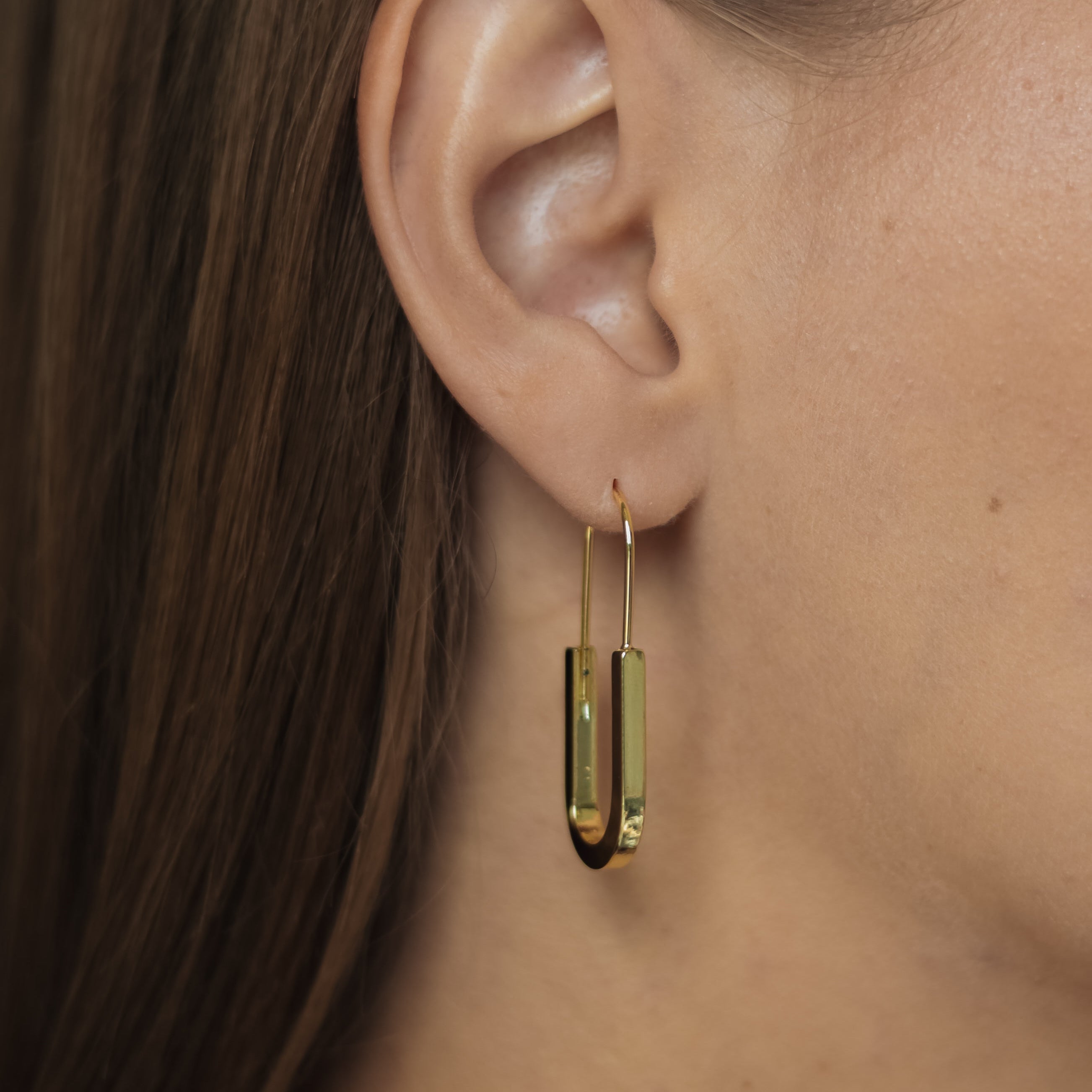 Gold Plated Paperclip-Style Hoop Earrings, 3.5 cm