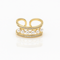 Gold Plated Pearl Double Band Ring – Size 5–6