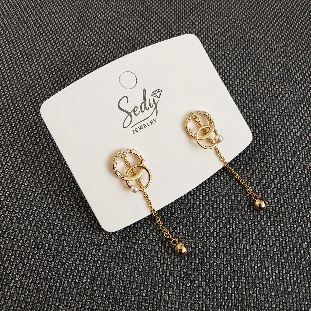 Gold Plated CZ Drop Earrings for Women – Dangle Chain Earrings – Hypoallergenic Jewelry