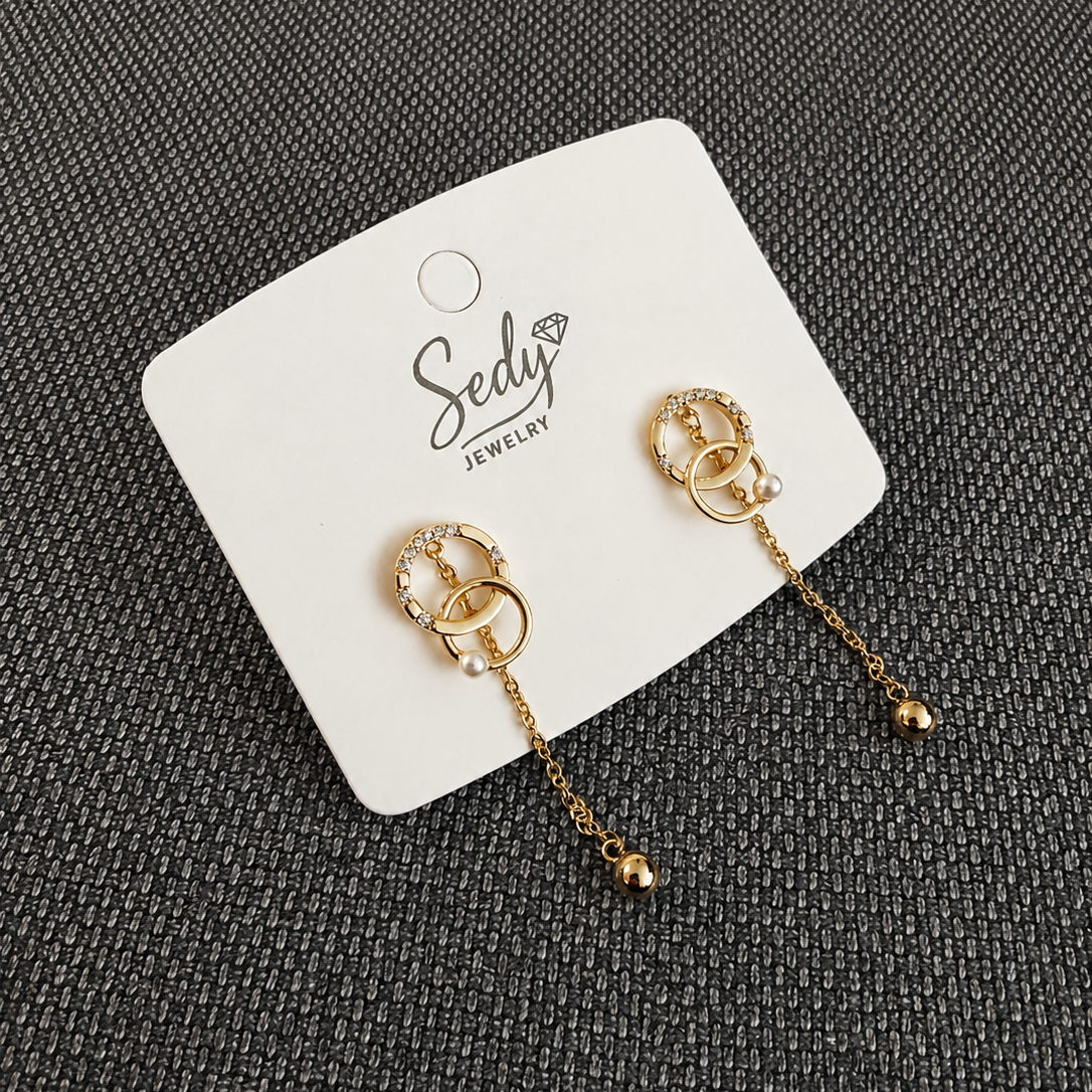 Gold Plated CZ Drop Earrings for Women – Dangle Chain Earrings – Hypoallergenic Jewelry