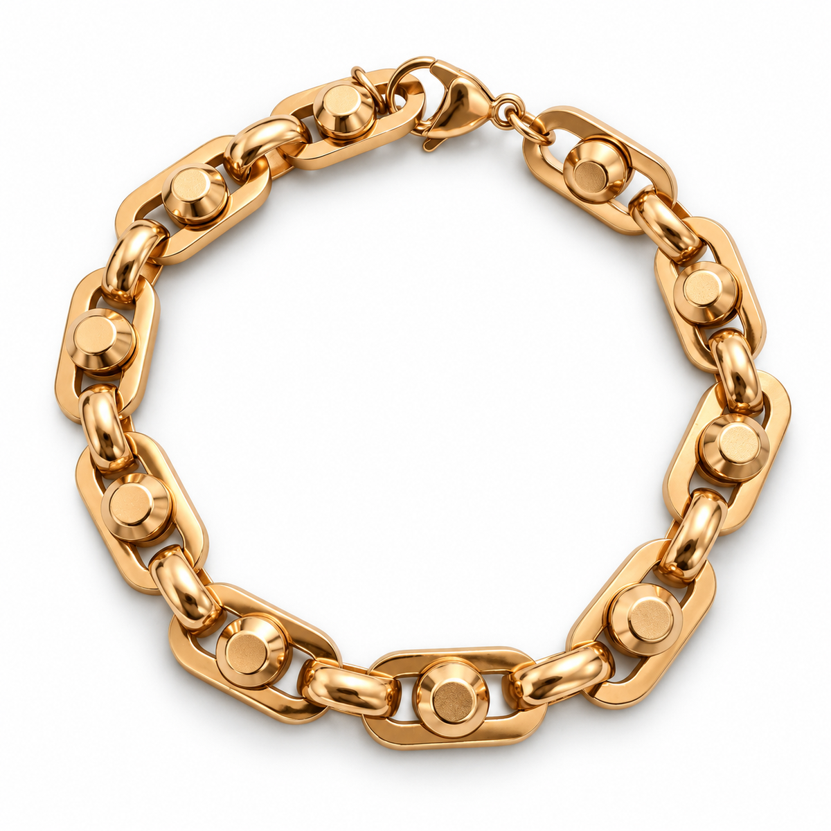 Bold Oval Link Bracelet – Rose Gold Plated Brass, 10 mm