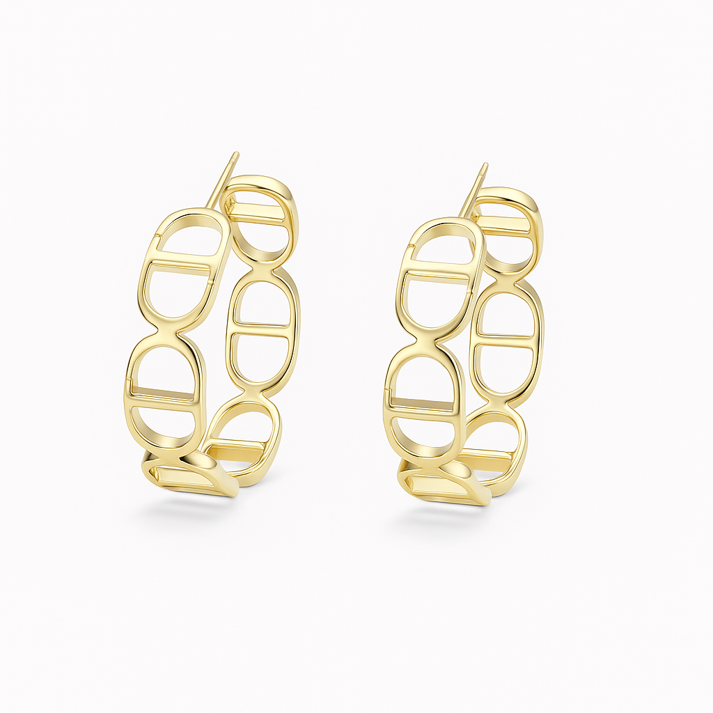 Gold Plated Hoop Earrings 40mm | Sterling Silver Post