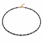 Natural Gemstone Beaded Necklace for Women – Spinel, Amazonite, Malachite, Apatite & Agate, Gold Plated Stainless Steel, 38+5 cm
